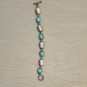 Carolyn Pollack Relios 925 Turquoise Mother of Pearl Toggle Bracelet